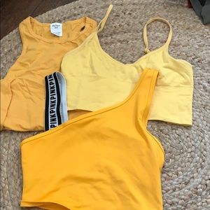 Yellow crop tops